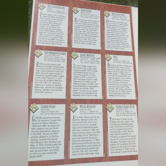 Sports Illustrated Kids Card Sheet Babe Ruth.. Pele - Picture 5 of 8